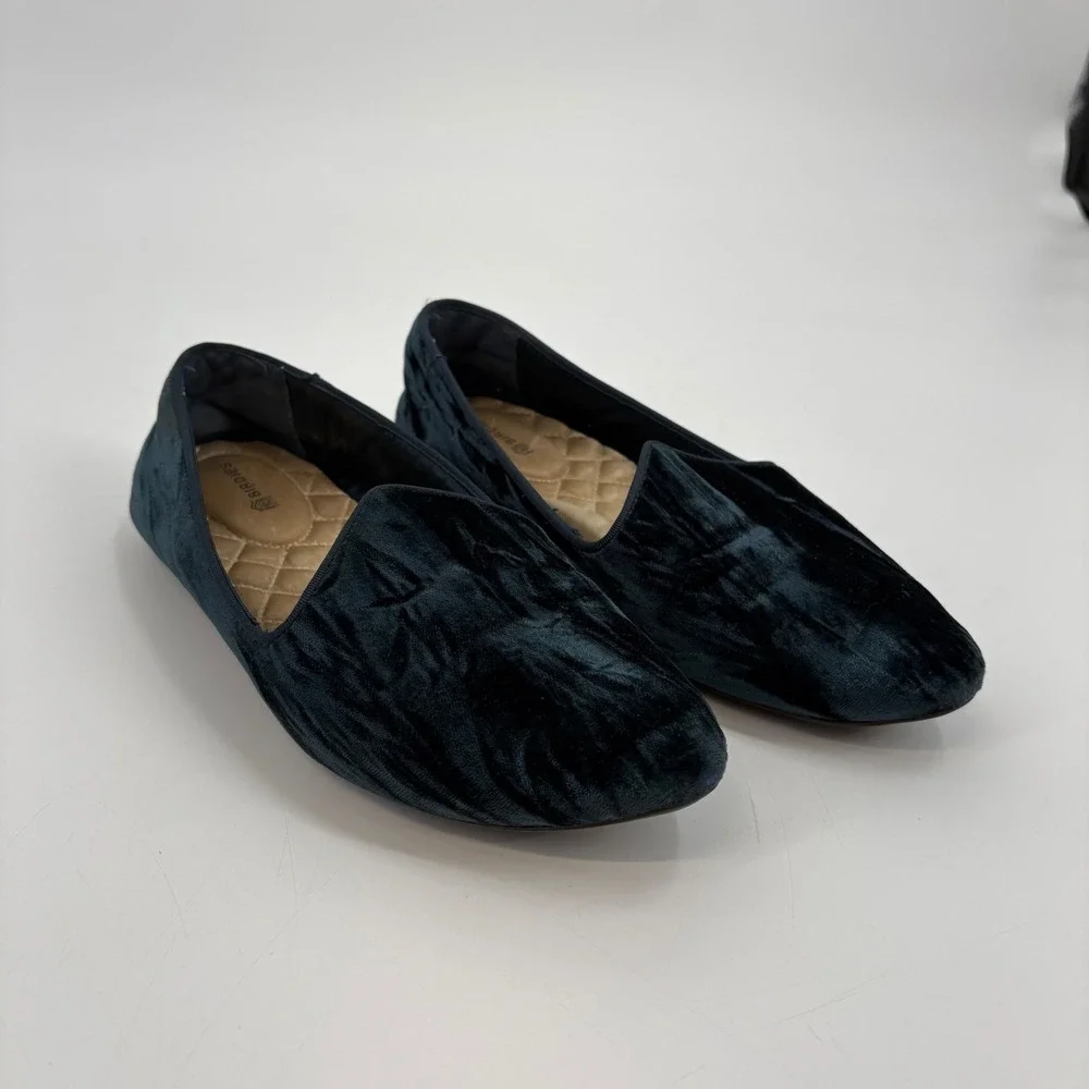 Women's Birdies The Heron‎ Crushed Blue Velvet Flats Size 7 - Picture 6 of 10